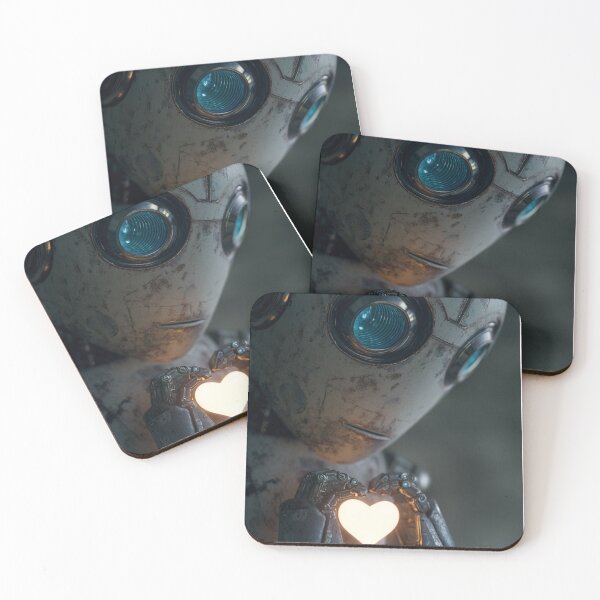 Item preview, Worn Little Robot Holding Glowing Heart - Futuristic Love and Hope designed and sold by illeN-Art-World.