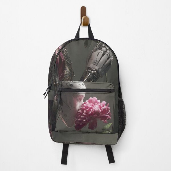 Item preview, Romantic Cyborg Smelling Pink Peony - Futuristic Fantasy Art designed and sold by illeN-Art-World.