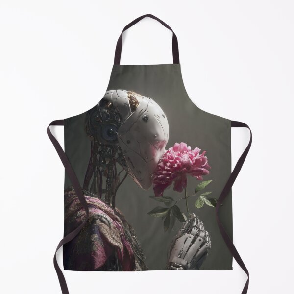Item preview, Romantic Cyborg Smelling Pink Peony - Futuristic Fantasy Art designed and sold by illeN-Art-World.
