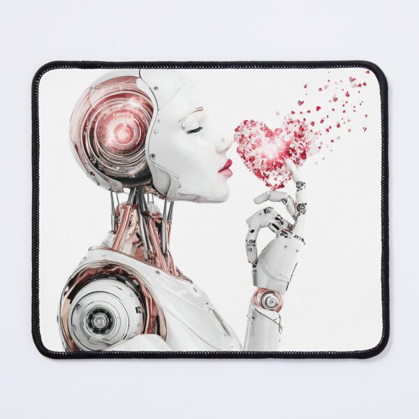 Item preview, Cyborg Kissing Heart of Light - Futuristic AI Love and Romance designed and sold by illeN-Art-World.