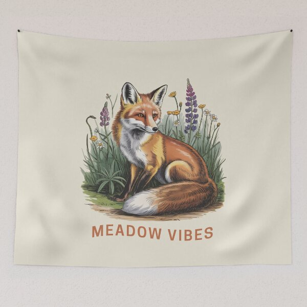 Item preview, Meadow Vibes Retro Fox Vintage Flower Illustration designed and sold by AlexandraSand.