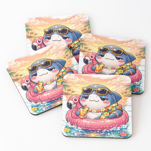 Item preview, Do Not Disturb Shark – Cute Kawaii Vacation Flamingo Float designed and sold by MarekoraStudio.