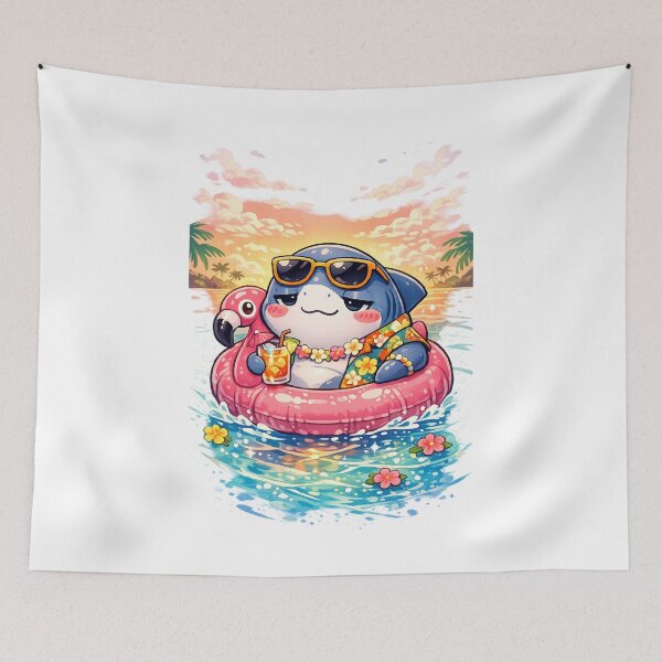 Item preview, Do Not Disturb Shark – Cute Kawaii Vacation Flamingo Float designed and sold by MarekoraStudio.