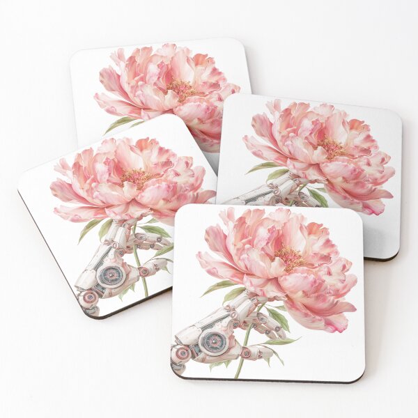 Item preview, Cyborg Hand Holding Pink Peony - Beautiful Sci-Fi Botanical Art designed and sold by illeN-Art-World.