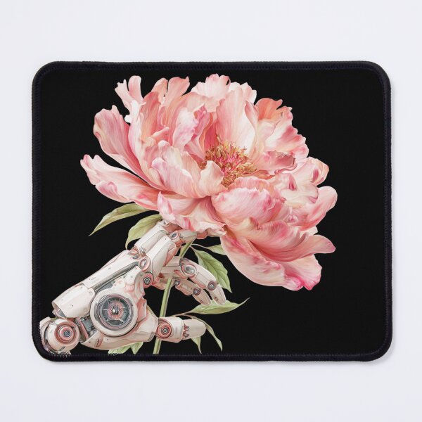 Item preview, Cyborg Hand Holding Pink Peony - Beautiful Sci-Fi Botanical Art designed and sold by illeN-Art-World.