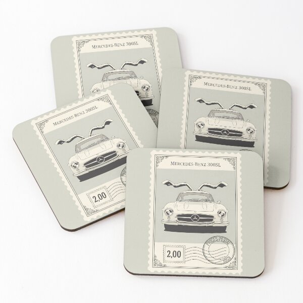 Item preview, Mercedes-Benz 300SL Gullwing Classic Car Vintage Postage Stamp Art designed and sold by Motorline44.