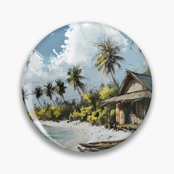 Item preview, SIMPLE LIFE HAPPY LIFE - Tropical Beach Hut Art designed and sold by Modern Nest Art.
