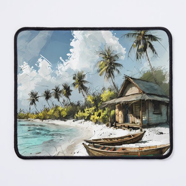 Item preview, SIMPLE LIFE HAPPY LIFE - Tropical Beach Hut Art designed and sold by Modern Nest Art.