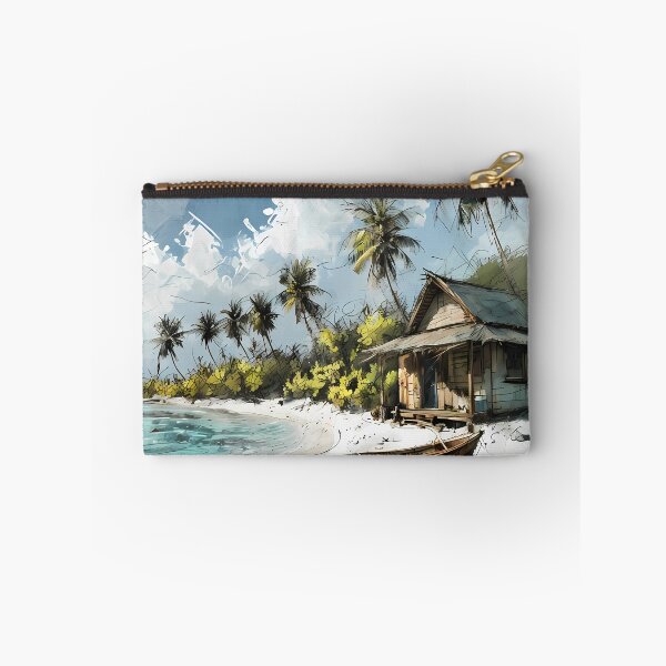Item preview, SIMPLE LIFE HAPPY LIFE - Tropical Beach Hut Art designed and sold by Modern Nest Art.