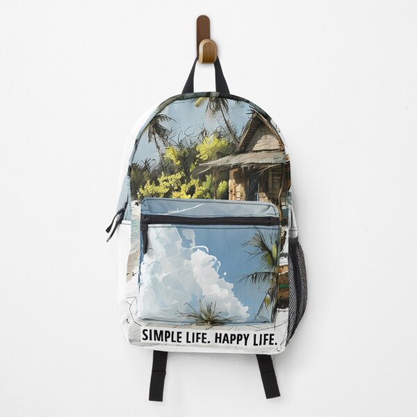 Artikelvorschau, SIMPLE LIFE HAPPY LIFE - Tropical Beach Hut Art entworfen und verkauft von Modern Nest Art.