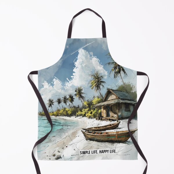 Artikelvorschau, SIMPLE LIFE HAPPY LIFE - Tropical Beach Hut Art entworfen und verkauft von Modern Nest Art.