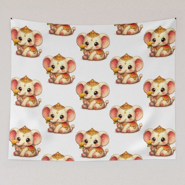 Item preview, Cute Royal Baby Elephant Pixel Art | Kawaii Animal Design ? designed and sold by arifali786.