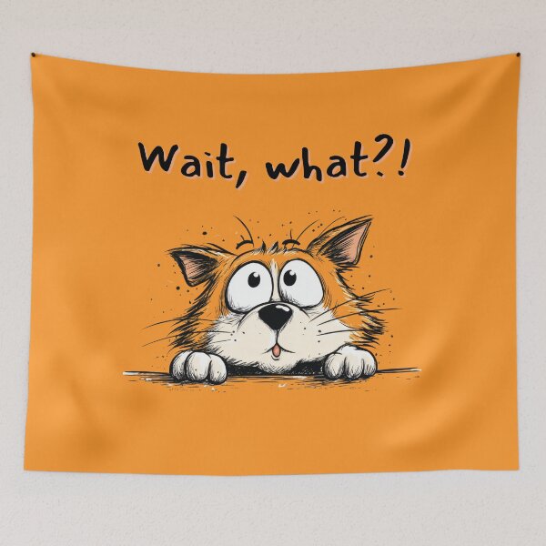 Item preview, Wait, What?! Funny Sketch Cartoon Cat with Wide Eyes designed and sold by illeN-Art-World.