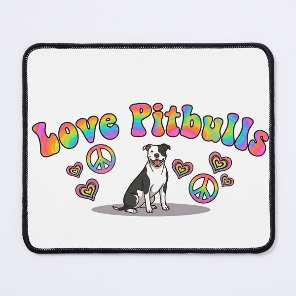 Item preview, Retro Love Pitbulls - Groovy 70s Psychedelic Peace and Hearts designed and sold by My Pitbull Place.
