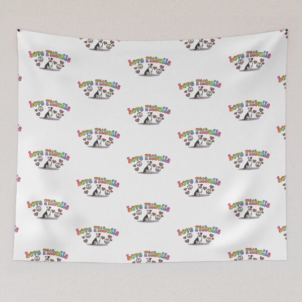Item preview, Retro Love Pitbulls - Groovy 70s Psychedelic Peace and Hearts designed and sold by My Pitbull Place.
