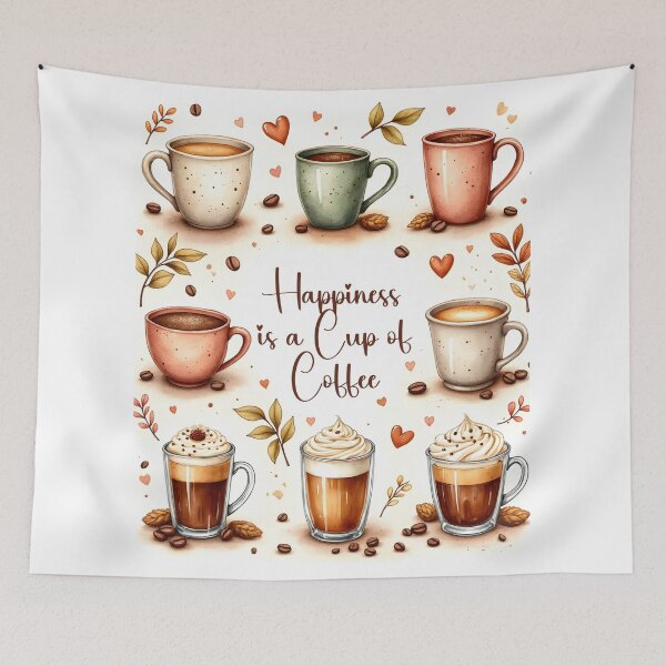 Item preview, Happiness Is a Cup of Coffee Cute Watercolor Coffee Illustration designed and sold by Lunidama.