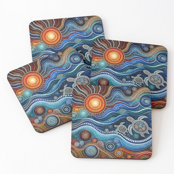 Item preview, Aboriginal Inspired Dot Art - With Sun Waves and Turtles designed and sold by GrinGalore.