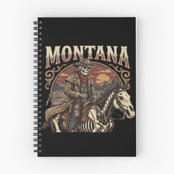 Item preview, Wild Western Montana Skeleton Cowboy Riding Skeleton Horse  designed and sold by Milasneeze.