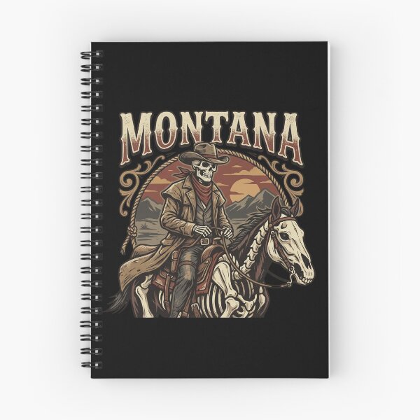 Item preview, Wild Western Montana Skeleton Cowboy Riding Skeleton Horse  designed and sold by Milasneeze.