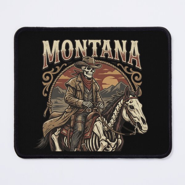 Item preview, Wild Western Montana Skeleton Cowboy Riding Skeleton Horse  designed and sold by Milasneeze.