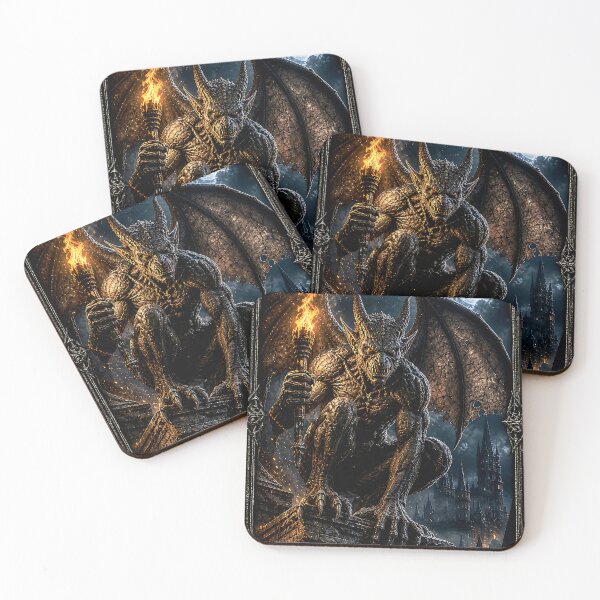 Item preview, Gargoyle of the Moonlit Watchtower – Dark Fantasy Gothic Demon Card designed and sold by thor81pl.