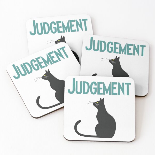 Item preview, Black cat under Judgement text – Tarot card theme and esotericism designed and sold by Prints by Mat.