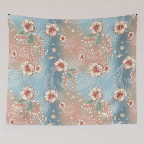 Item preview, Hibiscus and Shells: Faded Resort Sweetness designed and sold by Nekogobido.