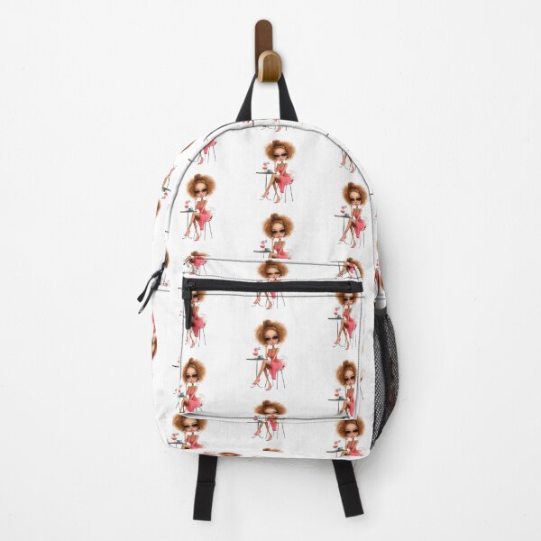 Item preview, Glamorous Curly Hair Diva at Cafe - Pink Dress and Chibi Fashion Art designed and sold by illeN-Art-World.