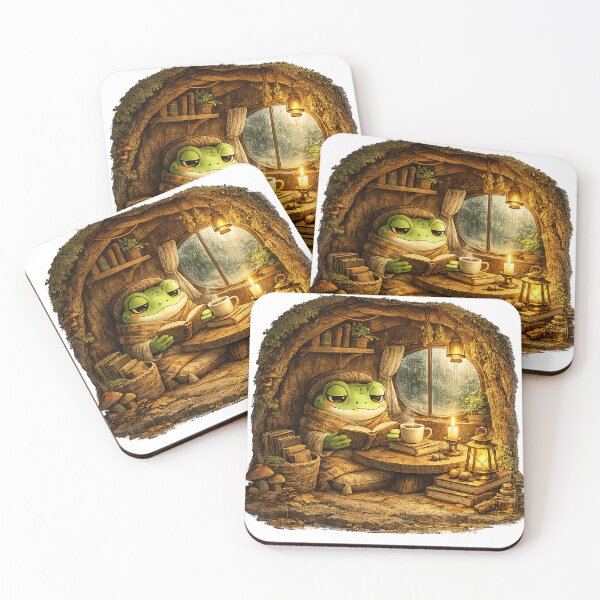 Item preview, Vintage Frog Scholar Reading in Forest Library Art designed and sold by CustomizingGift.
