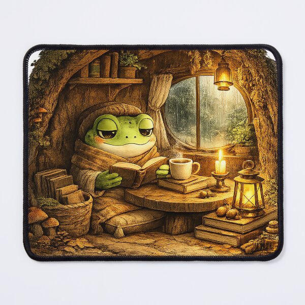 Item preview, Vintage Frog Scholar Reading in Forest Library Art designed and sold by CustomizingGift.