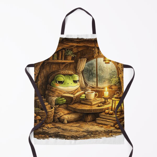 Artikelvorschau, Vintage-Kunstwerk: Frosch-Gelehrter liest in einer Waldbibliothek entworfen und verkauft von CustomizingGift.