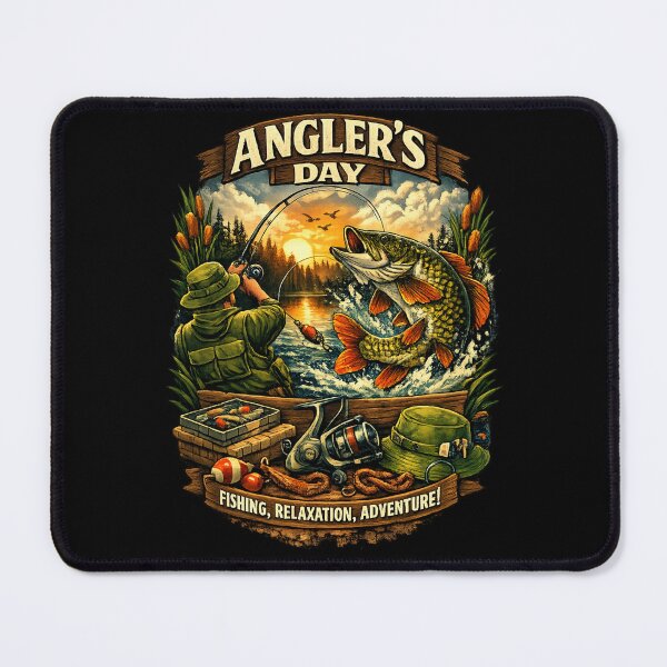 Item preview, Angler’s Day – Fishing, Relaxation & Adventure Vintage Fisherman Design designed and sold by MartBook.