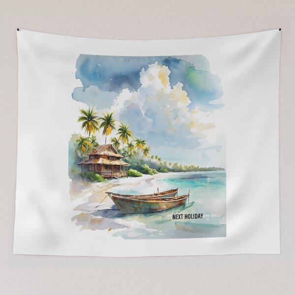 Item preview, NEXT HOLIDAY - Tropical Beach Resort Art designed and sold by Modern Nest Art.