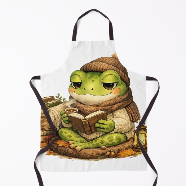 Item preview, Cozy Frog Reading a Book Aesthetic Cottagecore Art designed and sold by CustomizingGift.