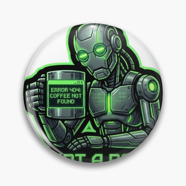 Item preview, Cyberpunk Robot Coffee Sticker I'm Not A Robot designed and sold by JeevanStickers.