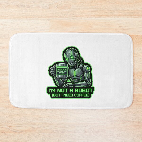 Item preview, Cyberpunk Robot Coffee Sticker I'm Not A Robot designed and sold by JeevanStickers.