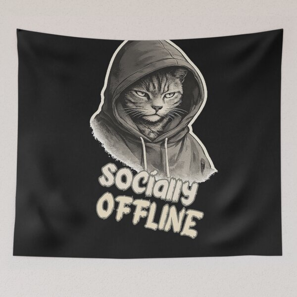 Item preview, Socially Offline Cat Streetwear Design designed and sold by AdicretorDesign.