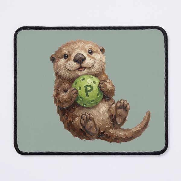 Item preview, Whimsical Sea Otter Playing Pickleball designed and sold by Englandbear.