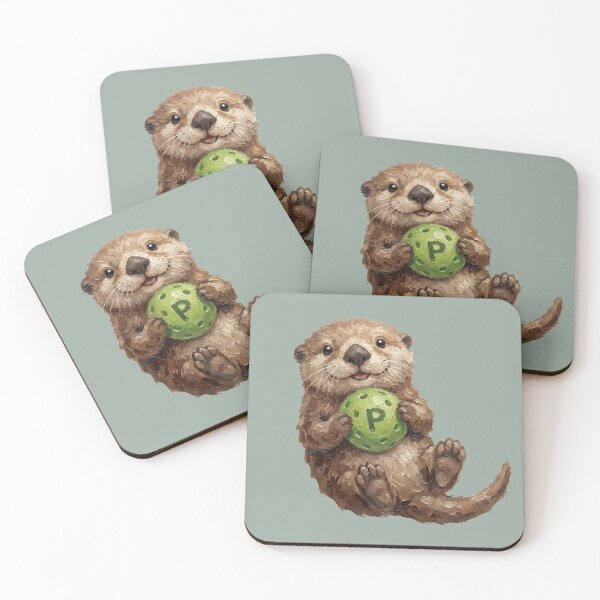 Item preview, Whimsical Sea Otter Playing Pickleball designed and sold by Englandbear.