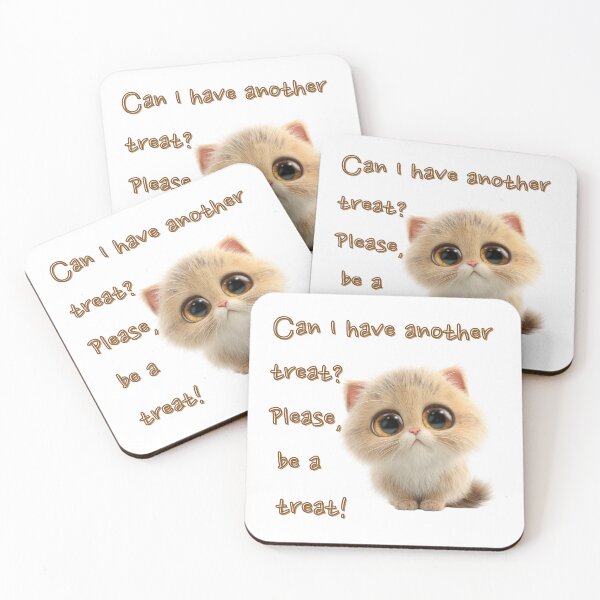 Item preview, Pleading Eyes Orange Kitten - Cute Kawaii Chibi Cat with Funny Treat Quote designed and sold by illeN-Art-World.