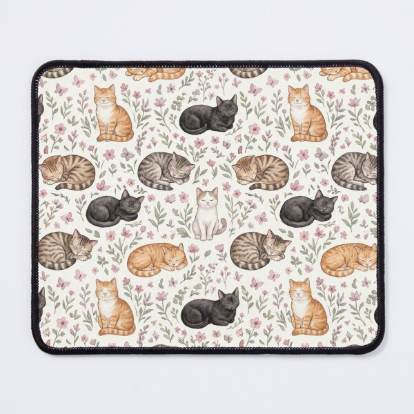 Item preview, Watercolor Cat Floral Seamless Pattern designed and sold by Inkworksbyshery.