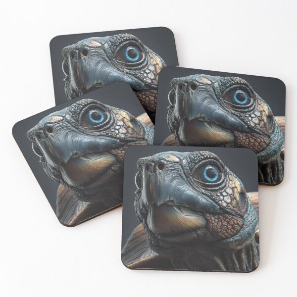 Item preview, Hyper-Realistic Blue-Eyed Tortoise Portrait | Majestic Reptile Detail designed and sold by illeN-Art-World.