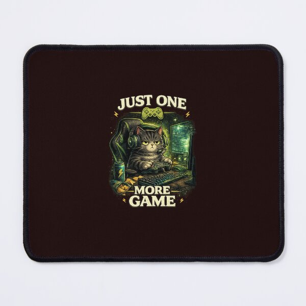 Item preview, Funny Gamer Cat Just One More Game - Grumpy Kitty Gaming Setup designed and sold by veloramode.
