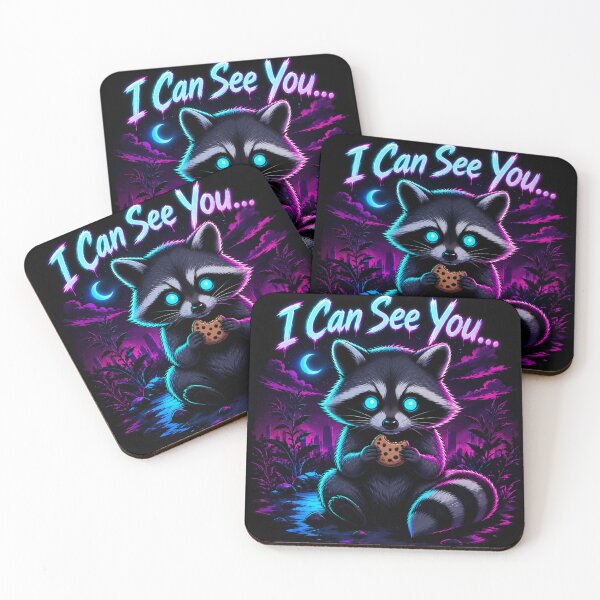 Item preview, I Can See You… – Neon Cyberpunk Raccoon Horror Cute Design designed and sold by MartBook.