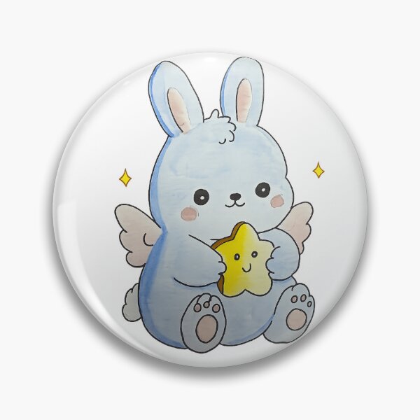 Aperçu de l'œuvre lapin ange bleu avec une étoile créée et vendue par Artful Things.