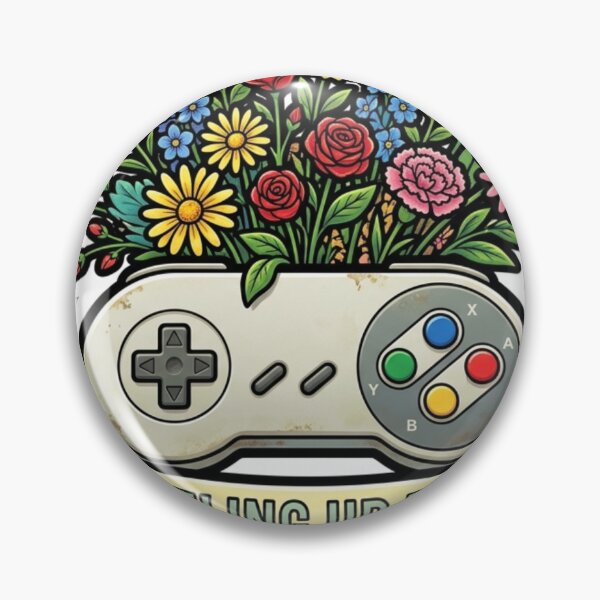 Item preview, Leveling Up Daily - Retro Gaming Controller with Wildflowers designed and sold by JeevanStickers.