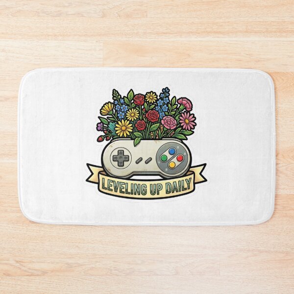 Item preview, Leveling Up Daily - Retro Gaming Controller with Wildflowers designed and sold by JeevanStickers.