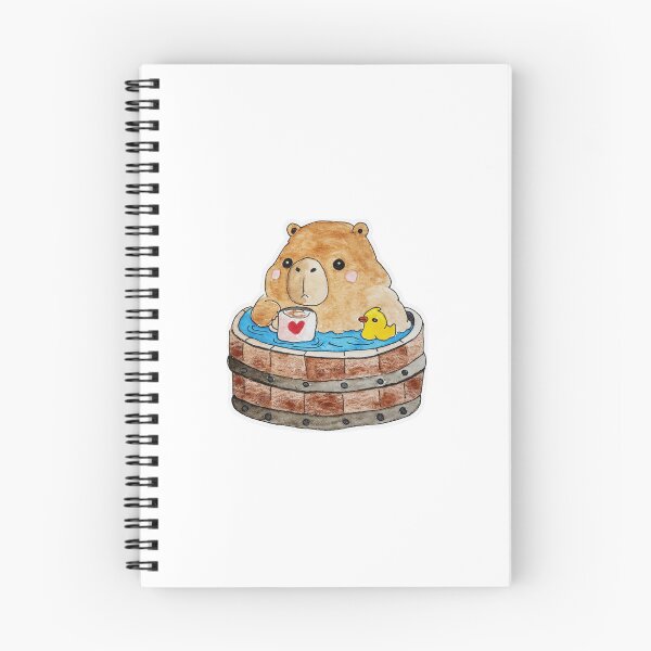 Item preview, capybara relaxing in spa with coffee and rubber duck designed and sold by Artful Things.