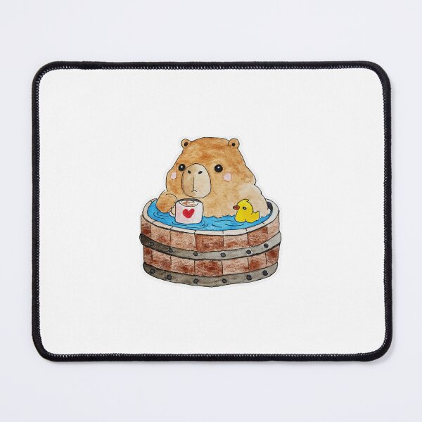 Item preview, capybara relaxing in spa with coffee and rubber duck designed and sold by Artful Things.