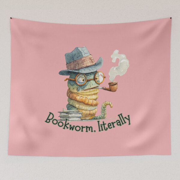 Item preview, Bookworm Literally Funny Watercolor Reading Pun designed and sold by illeN-Art-World.